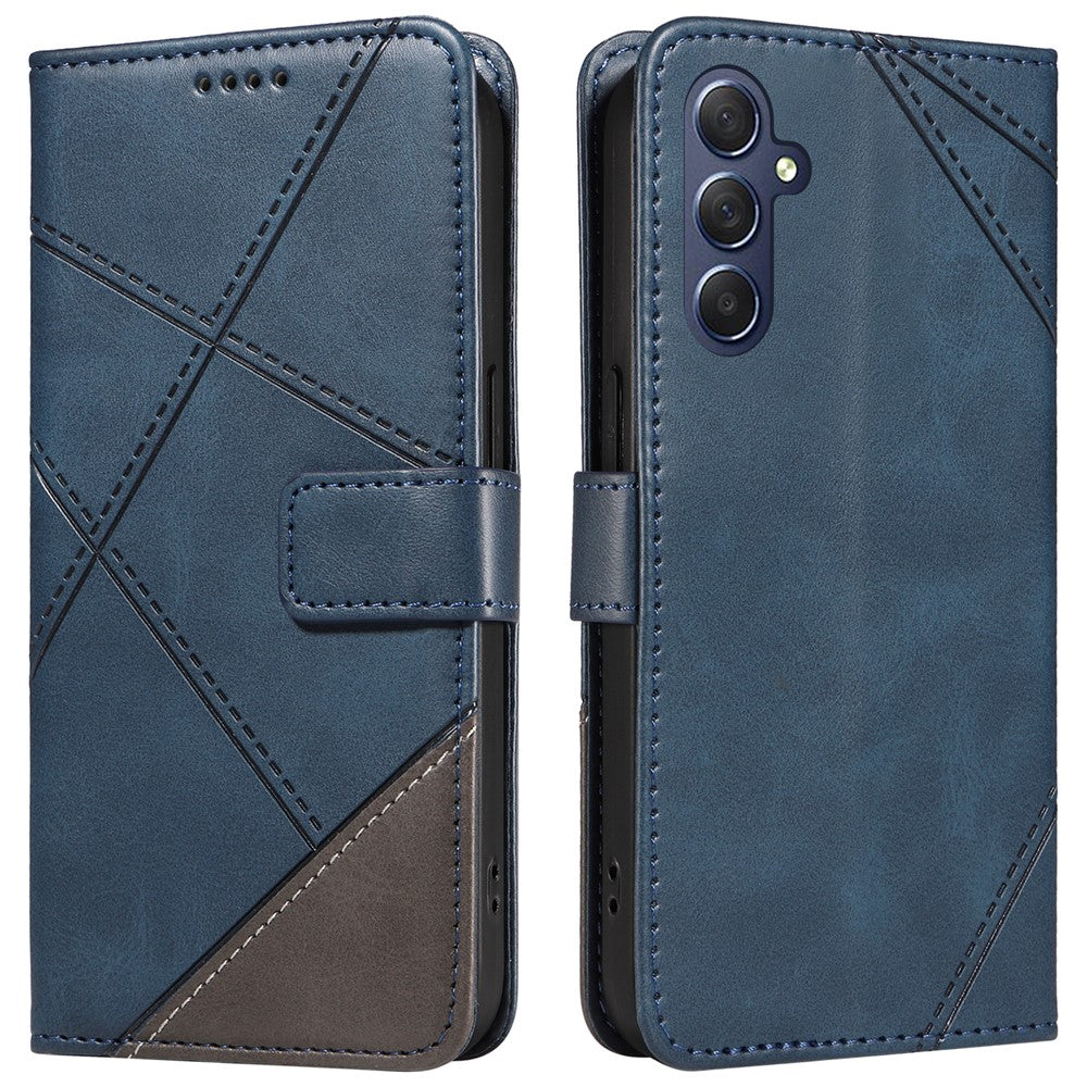 Galaxy A55 5G Leder-Wallet-Hülle – Geometrisches Design