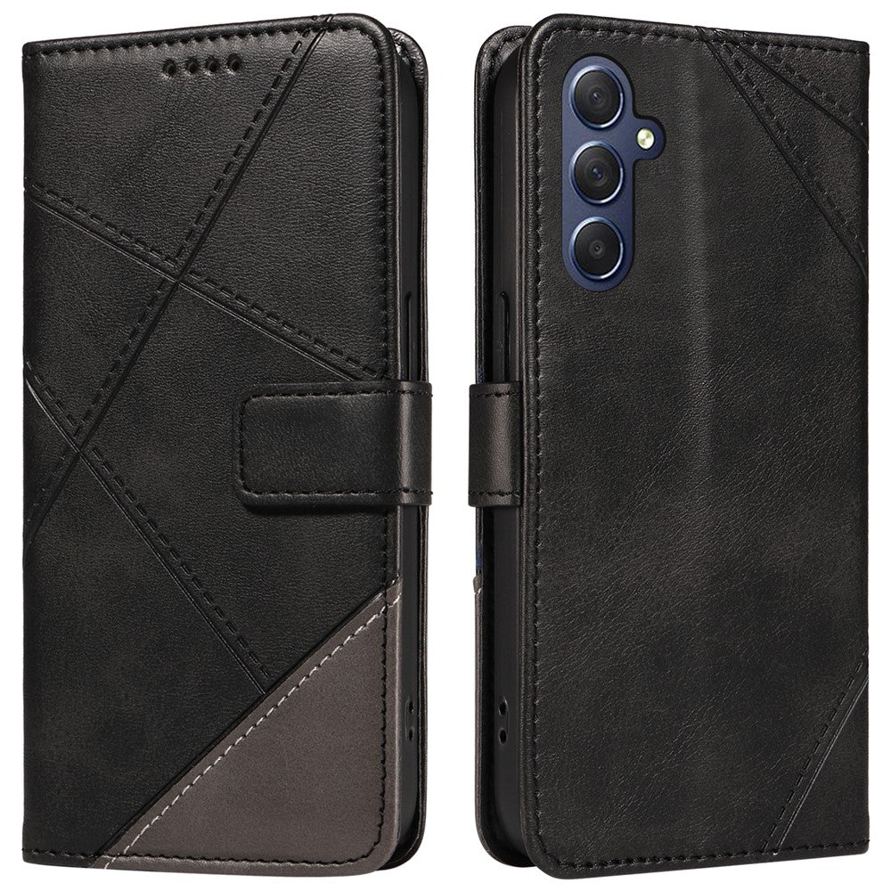 Galaxy A55 5G Leder-Wallet-Hülle – Geometrisches Design