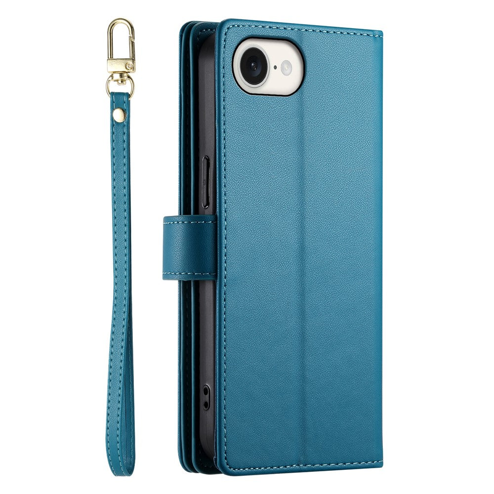 DF-011 For iPhone 17e / 16e Case Zipper Wallet PU Leather Crossbody Phone Bag