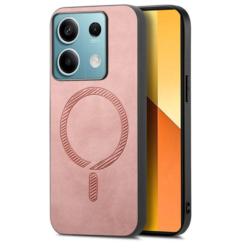 For Xiaomi Redmi Note 13 5G Leather Back Magnetic Case Skin-touch Phone Cover