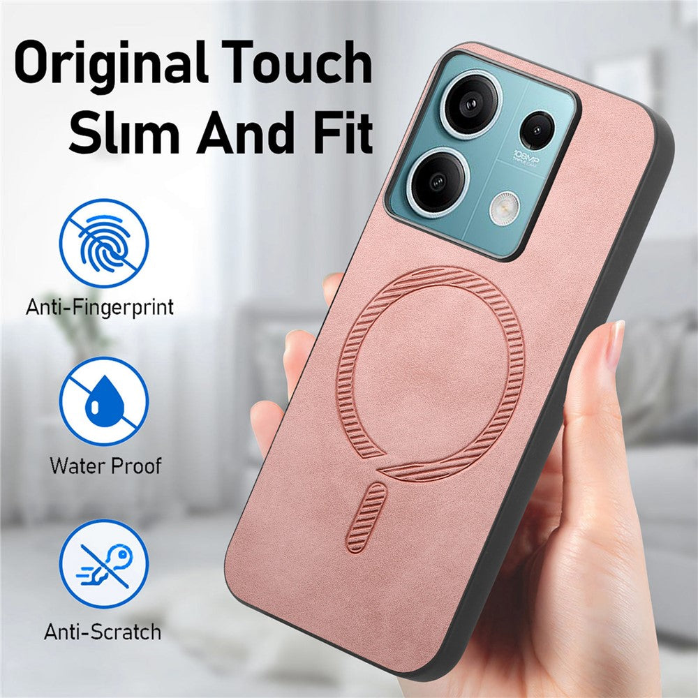 For Xiaomi Redmi Note 13 5G Leather Back Magnetic Case Skin-touch Phone Cover