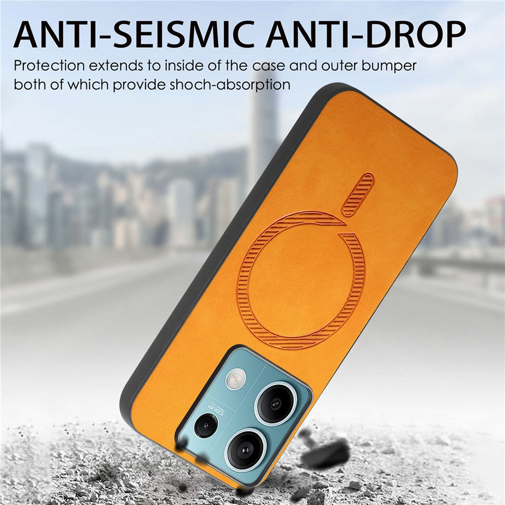 For Xiaomi Redmi Note 13 5G Leather Back Magnetic Case Skin-touch Phone Cover