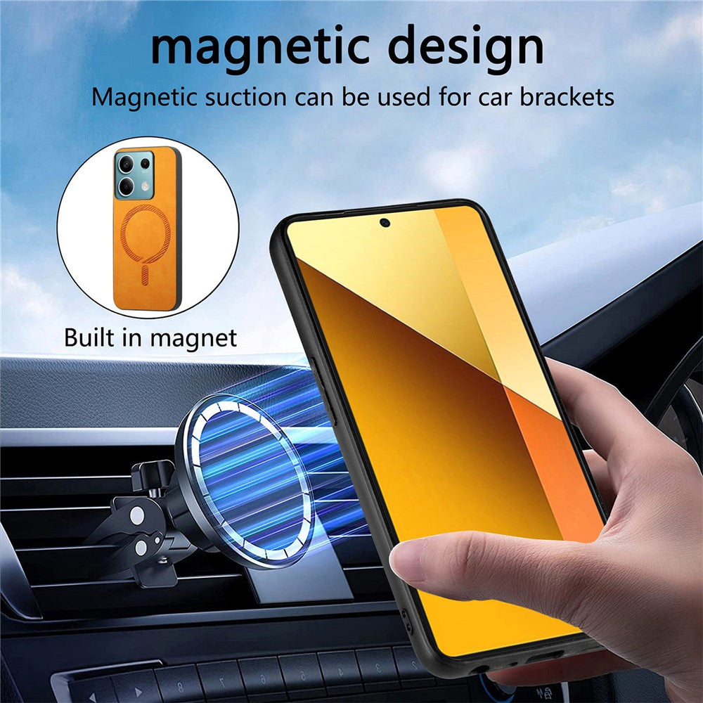 For Xiaomi Redmi Note 13 5G Leather Back Magnetic Case Skin-touch Phone Cover