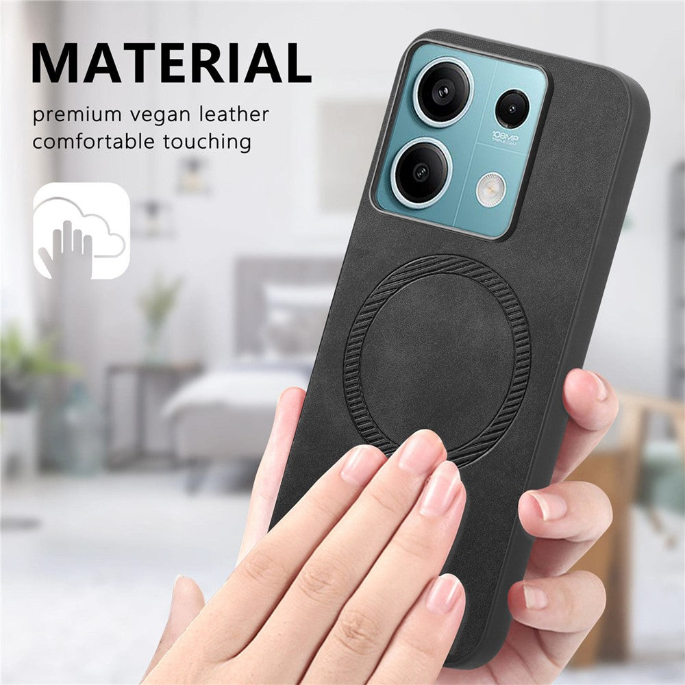 For Xiaomi Redmi Note 13 5G Leather Back Magnetic Case Skin-touch Phone Cover