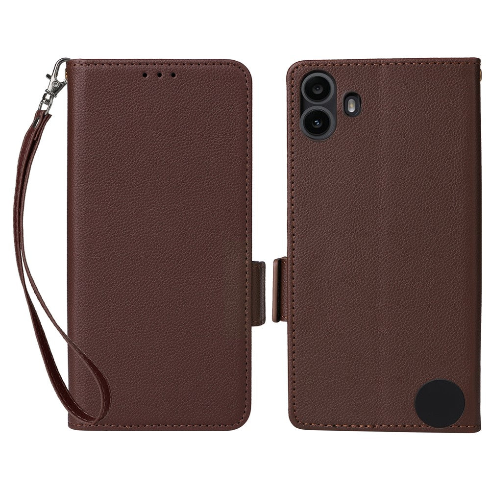 Nothing CMF Phone 1 Wallet-Handyhülle – Aus PU-Leder & Litschi-Textur, mit Ständer & Tragegurt