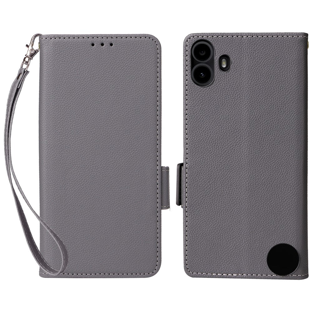 Nothing CMF Phone 1 Wallet-Handyhülle – Aus PU-Leder & Litschi-Textur, mit Ständer & Tragegurt