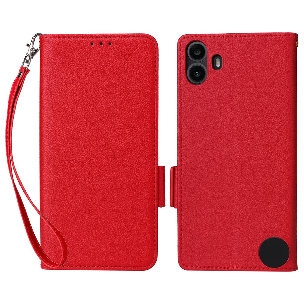 Nothing CMF Phone 1 Wallet-Handyhülle – Aus PU-Leder & Litschi-Textur, mit Ständer & Tragegurt