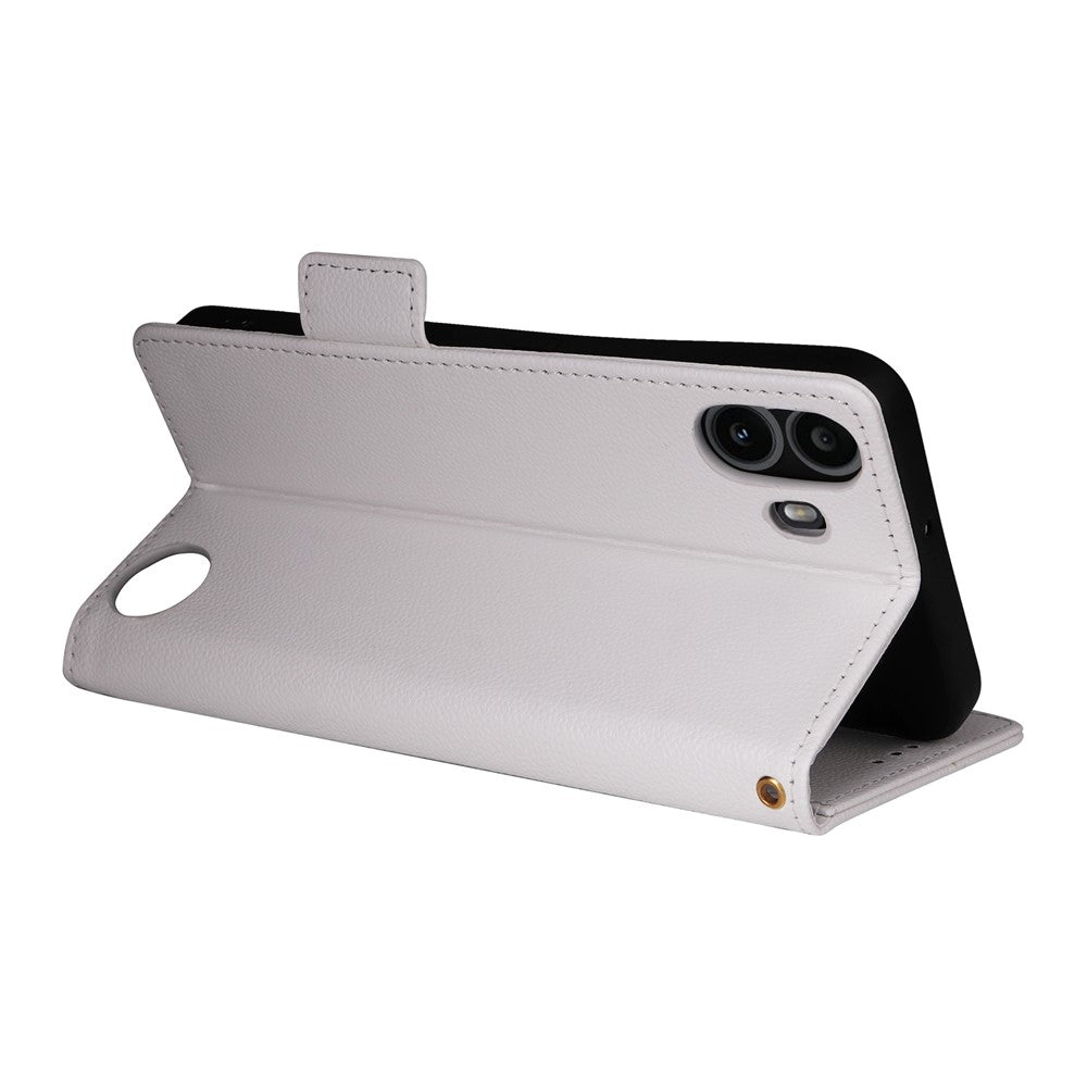 Nothing CMF Phone 1 Wallet-Handyhülle – Aus PU-Leder & Litschi-Textur, mit Ständer & Tragegurt