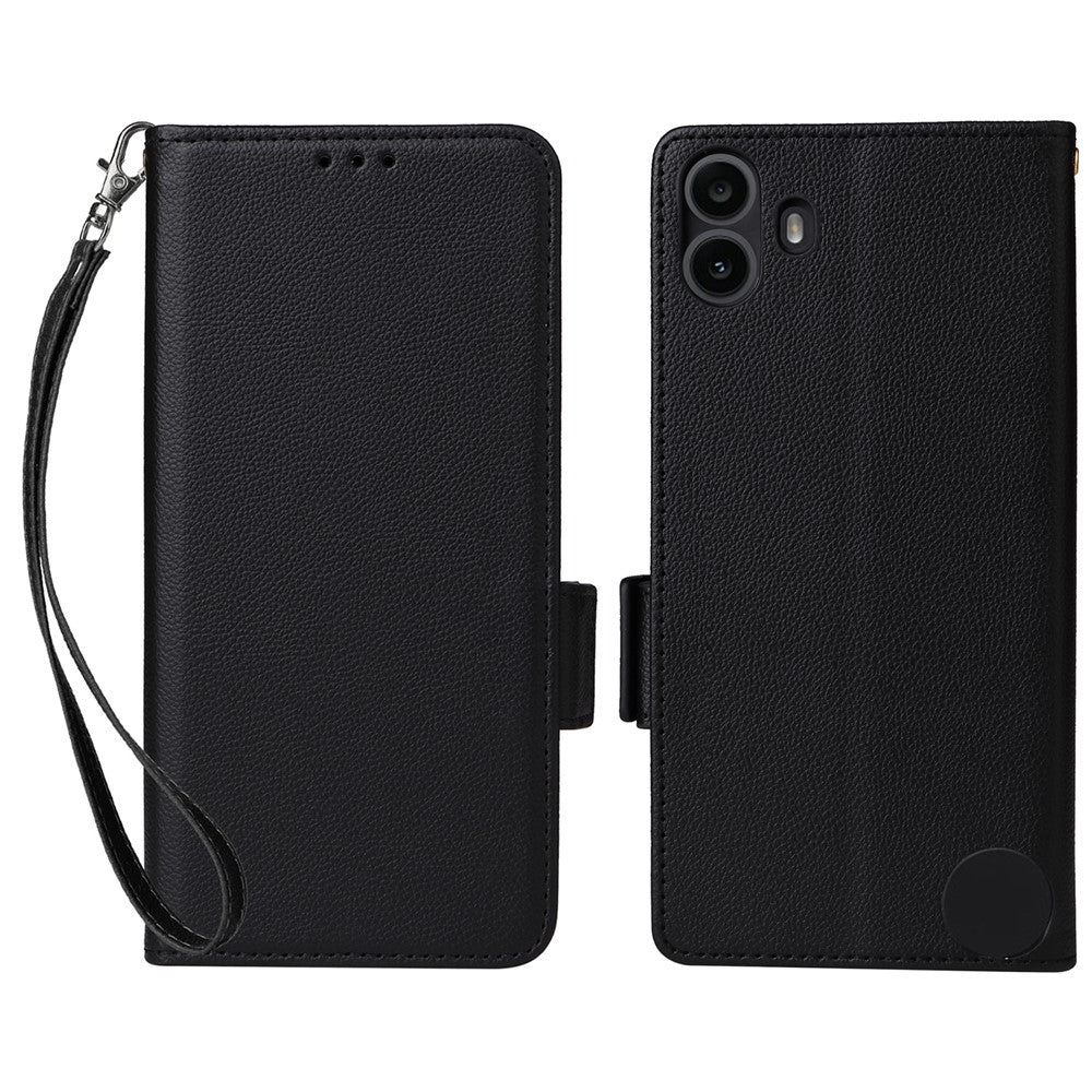 Nothing CMF Phone 1 Wallet-Handyhülle – Aus PU-Leder & Litschi-Textur, mit Ständer & Tragegurt