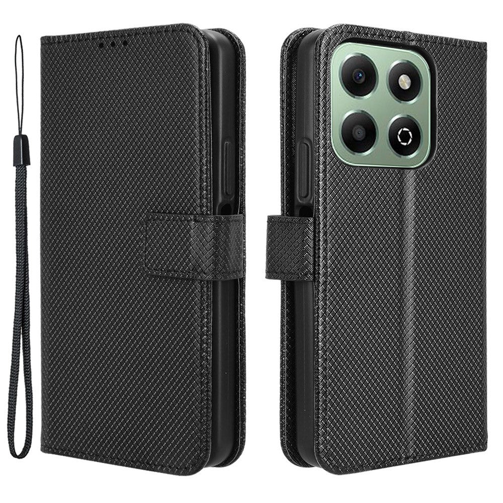 For Honor X6b 4G Phone Stand Case Diamond Texture PU Leather Cover Wallet