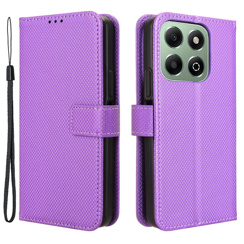 For Honor X6b 4G Phone Stand Case Diamond Texture PU Leather Cover Wallet