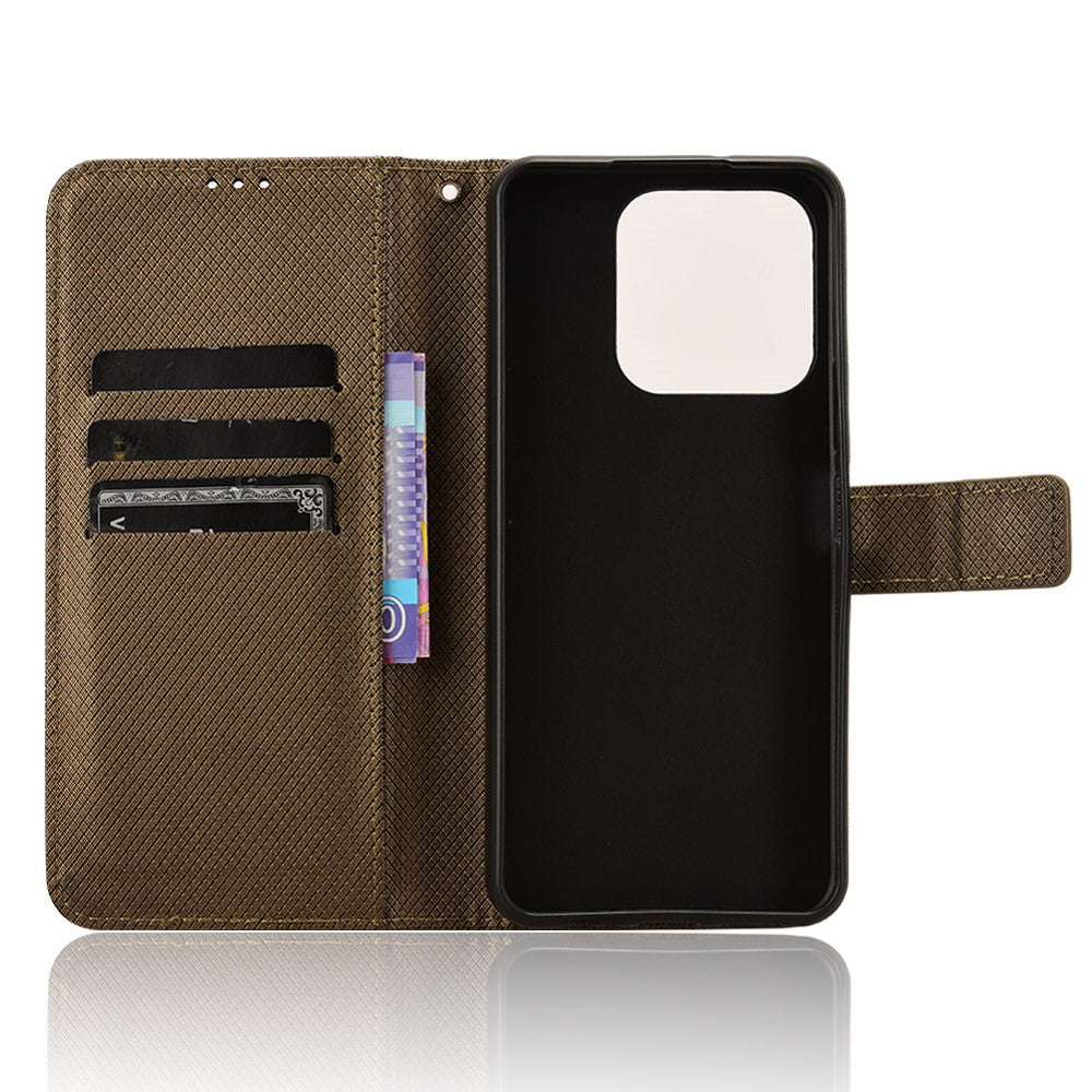 For Honor X6b 4G Phone Stand Case Diamond Texture PU Leather Cover Wallet