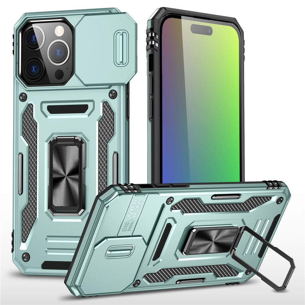 iPhone 16 Pro Max Schutzhülle – mit integriertem Ständer & Schiebe-Kameraschutz