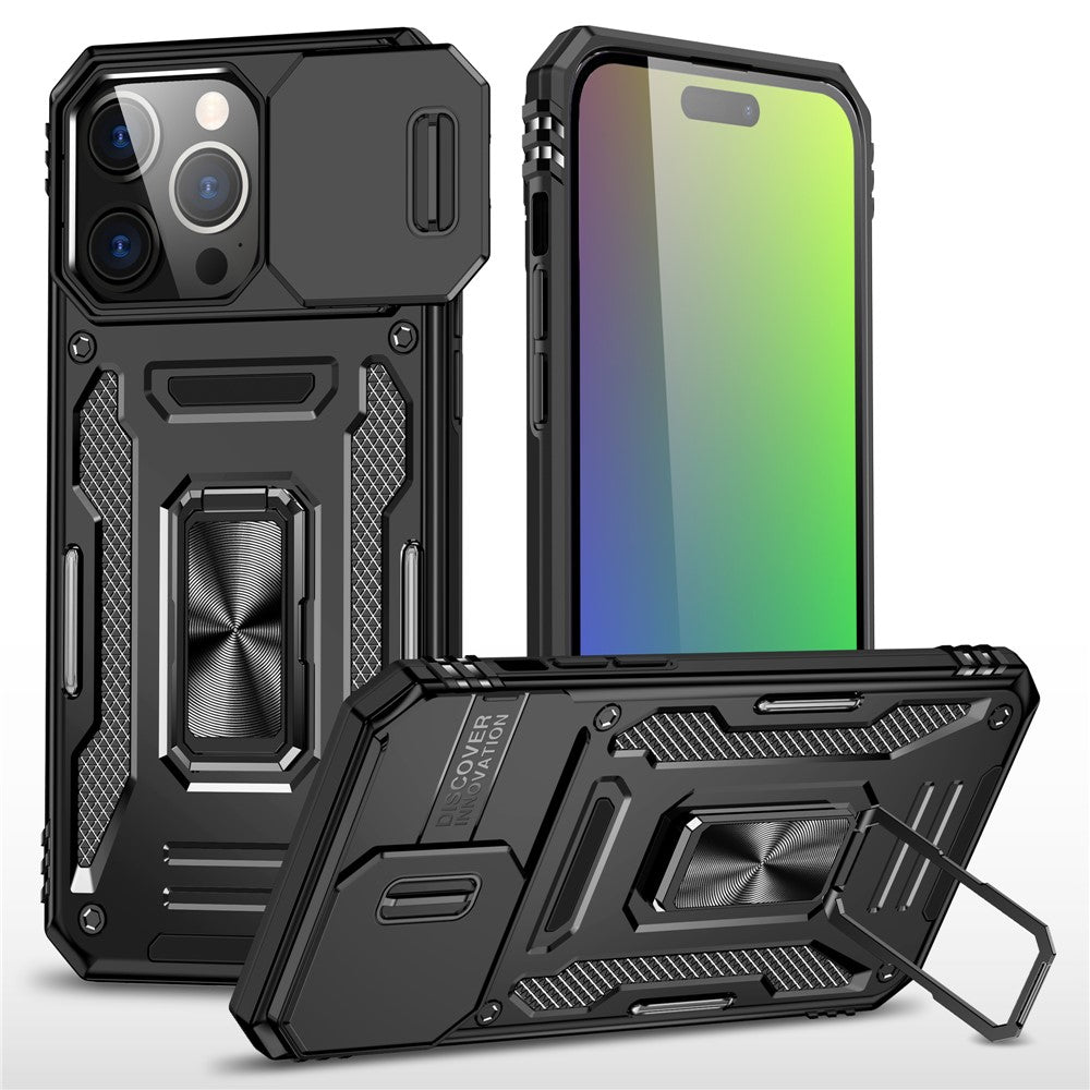 iPhone 16 Pro Max Schutzhülle – mit integriertem Ständer & Schiebe-Kameraschutz