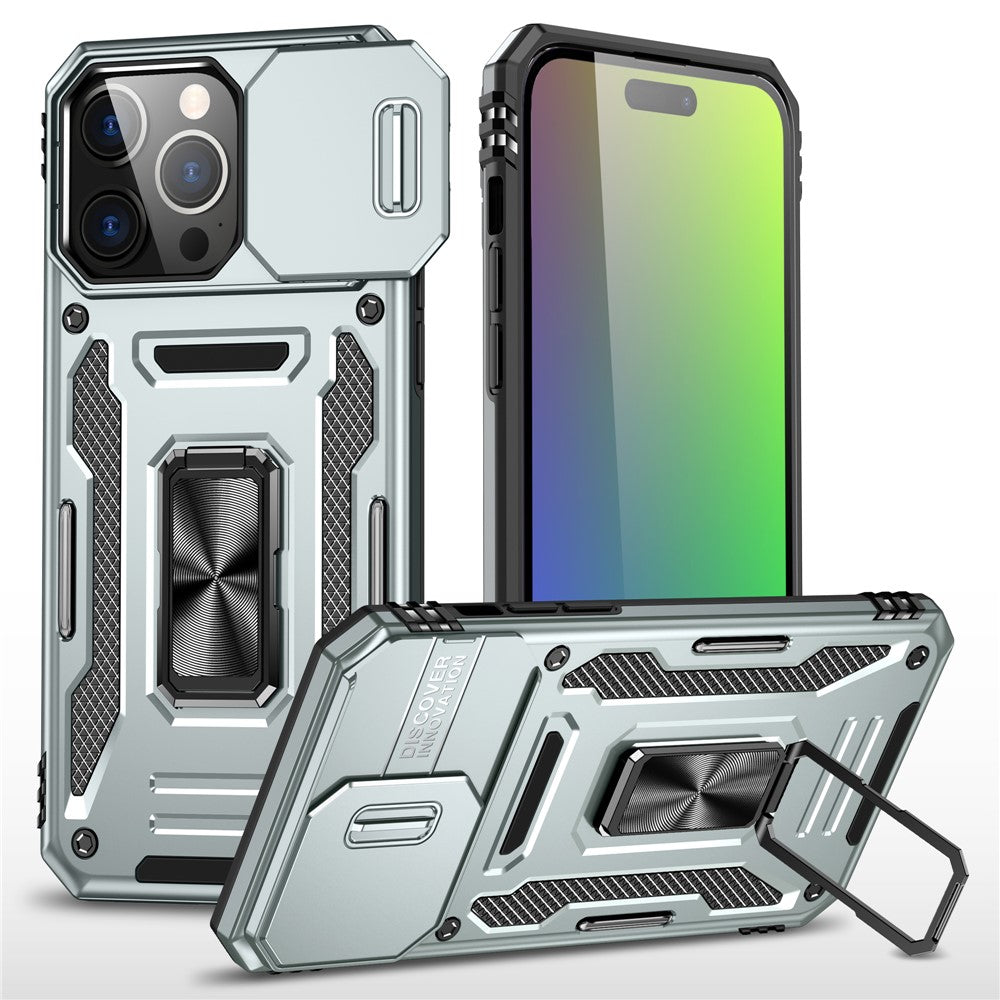 iPhone 16 Pro Max Schutzhülle – mit integriertem Ständer & Schiebe-Kameraschutz