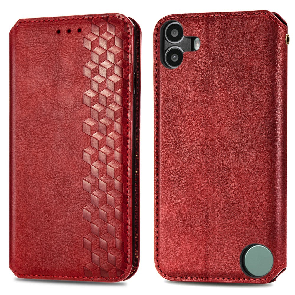 Nothing CMF Phone 1 Wallet-Handyhülle – Aus PU-Leder mit Rautenmuster, Brieftaschen- & Ständerfunktion
