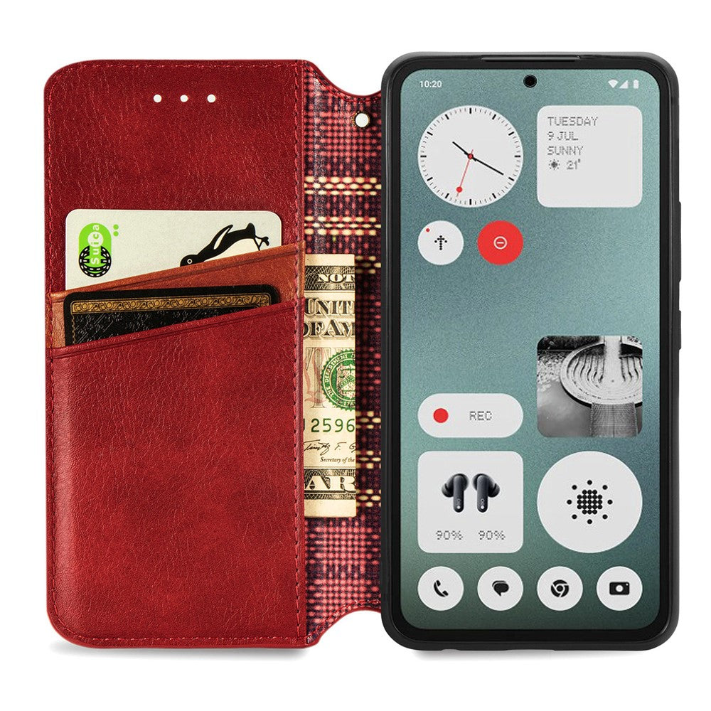 Nothing CMF Phone 1 Wallet-Handyhülle – Aus PU-Leder mit Rautenmuster, Brieftaschen- & Ständerfunktion