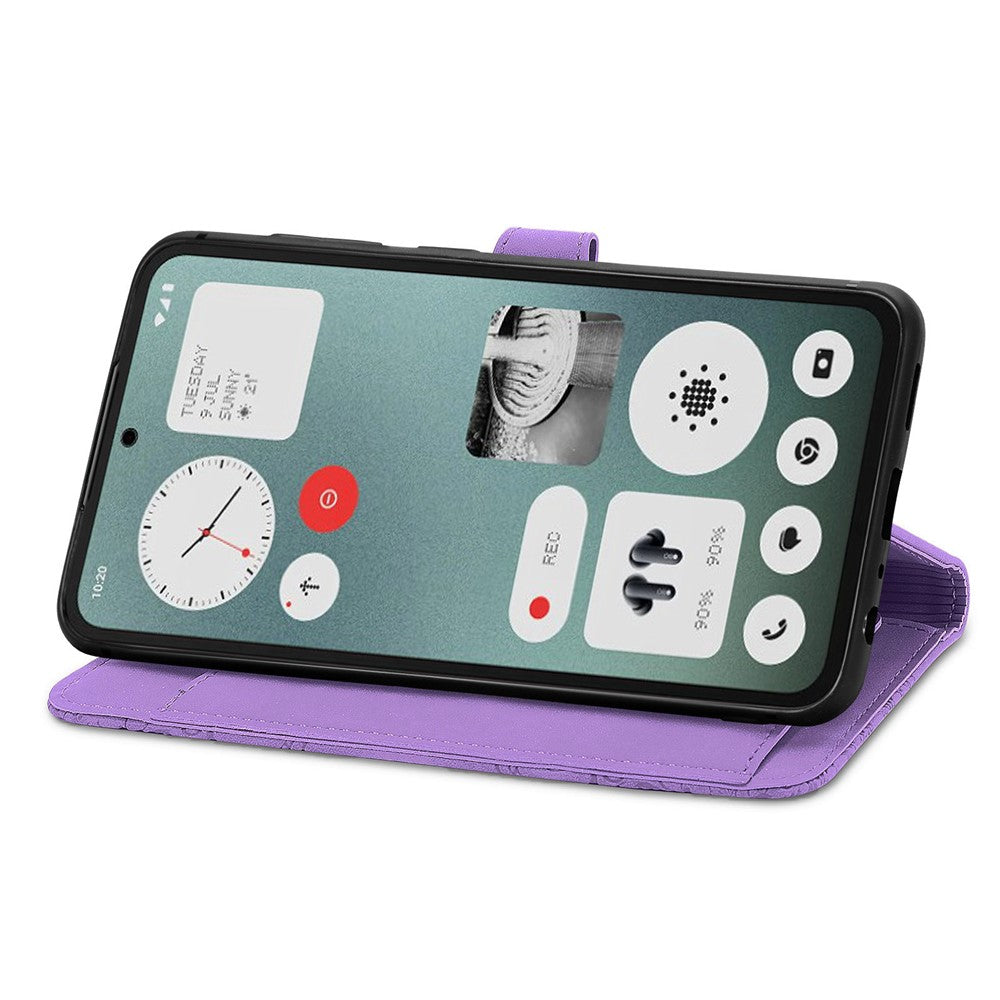 Nothing CMF Phone 1 Wallet-Handyhülle – Mit Reißverschluss & Riemen, Blumenmuster, PU-Leder