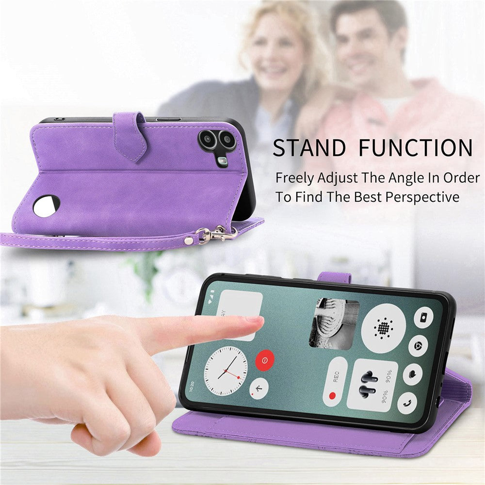 Nothing CMF Phone 1 Wallet-Handyhülle – Mit Reißverschluss & Riemen, Blumenmuster, PU-Leder