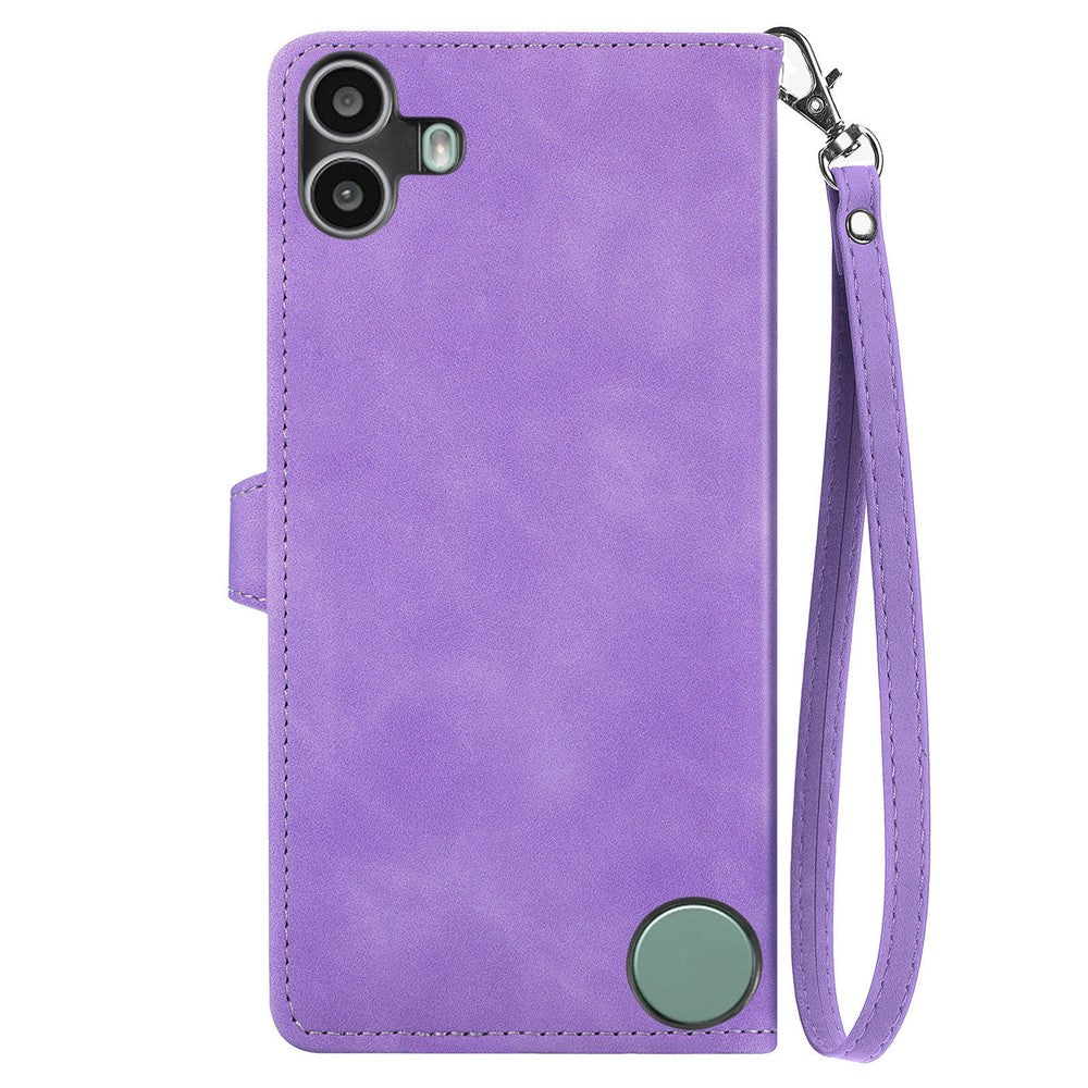 Nothing CMF Phone 1 Wallet-Handyhülle – Mit Reißverschluss & Riemen, Blumenmuster, PU-Leder