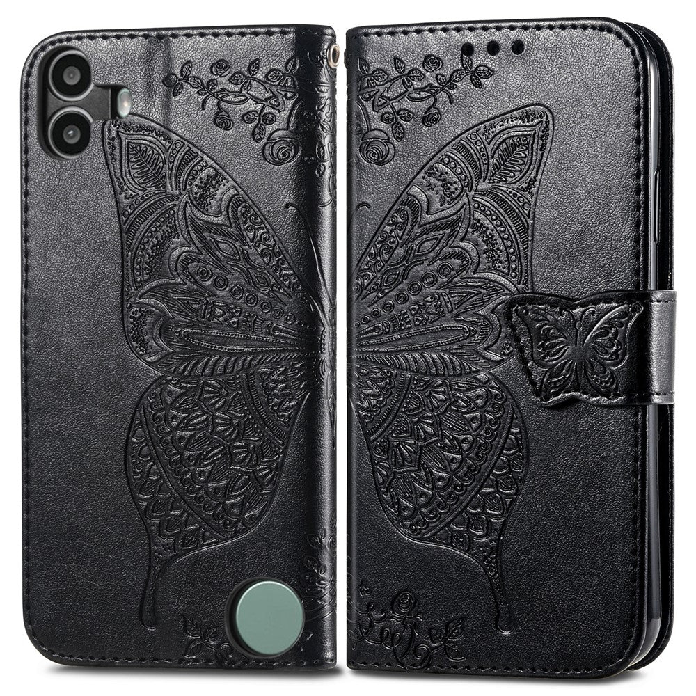 Nothing CMF Phone 1 Wallet-Handyhülle – Aus PU-Leder mit Schmetterlingsmuster