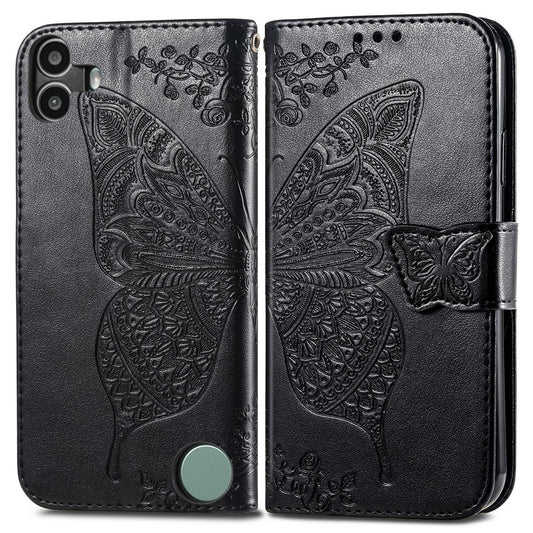 Nothing CMF Phone 1 Wallet-Handyhülle – Aus PU-Leder mit Schmetterlingsmuster