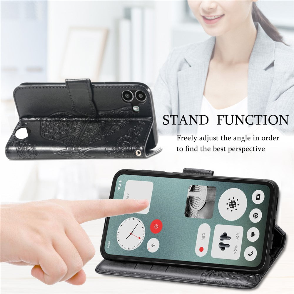 Nothing CMF Phone 1 Wallet-Handyhülle – Aus PU-Leder mit Schmetterlingsmuster