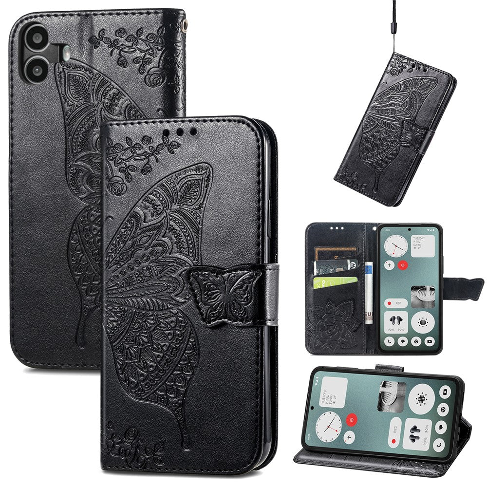 Nothing CMF Phone 1 Wallet-Handyhülle – Aus PU-Leder mit Schmetterlingsmuster