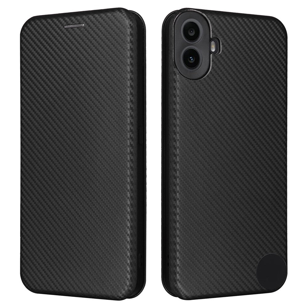 Nothing CMF Phone 1 Wallet-Handyhülle – Mit Carbonfaser-Textur, Kartenhalter, Lederständer