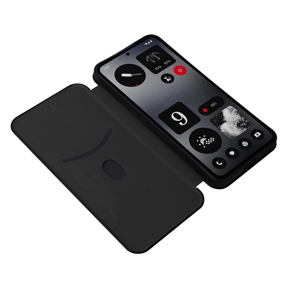 Nothing CMF Phone 1 Wallet-Handyhülle – Mit Carbonfaser-Textur, Kartenhalter, Lederständer