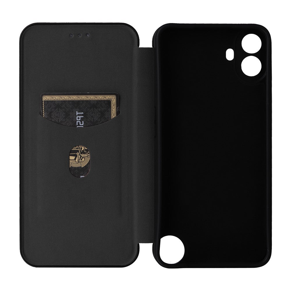 Nothing CMF Phone 1 Wallet-Handyhülle – Mit Carbonfaser-Textur, Kartenhalter, Lederständer