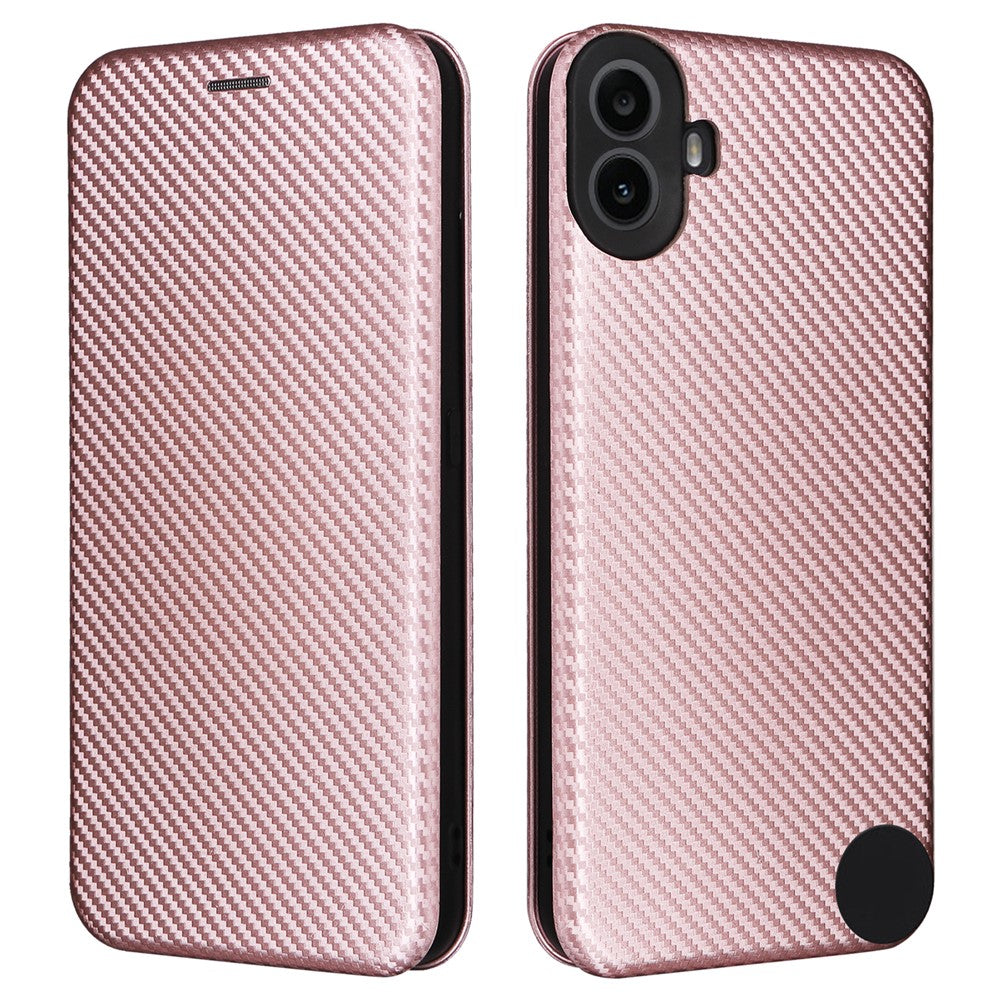 Nothing CMF Phone 1 Wallet-Handyhülle – Mit Carbonfaser-Textur, Kartenhalter, Lederständer
