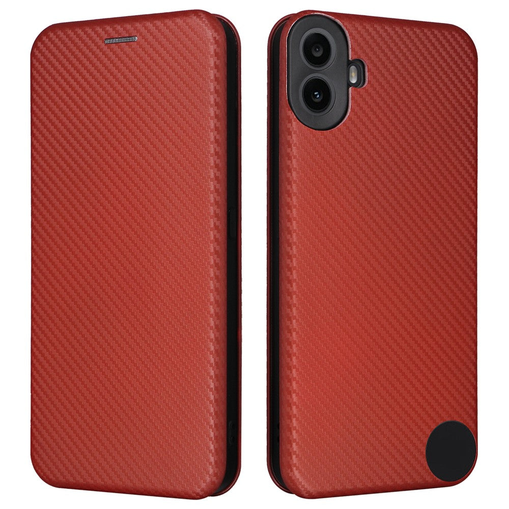 Nothing CMF Phone 1 Wallet-Handyhülle – Mit Carbonfaser-Textur, Kartenhalter, Lederständer