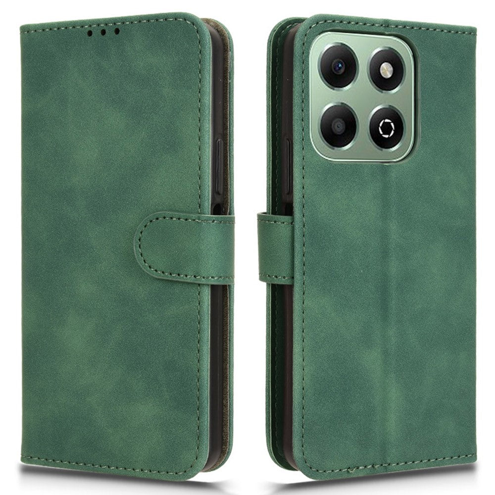For Honor X6b 4G Leather Case Skin-Feel Anti-Drop Wallet Flip Phone Cover