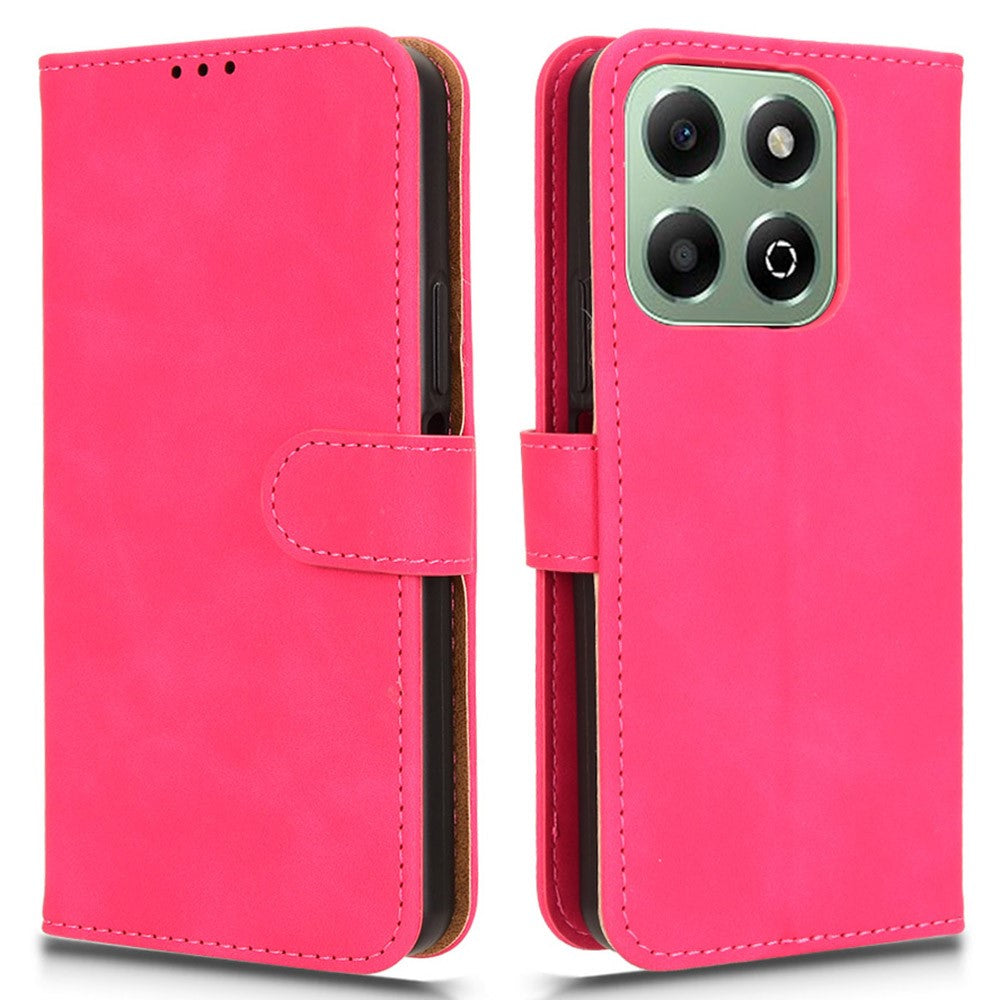For Honor X6b 4G Leather Case Skin-Feel Anti-Drop Wallet Flip Phone Cover
