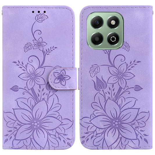 Honor X6b 4G Handyhülle – mit Standfunktion, Lilien-Blumen-Aufdruck, Leder