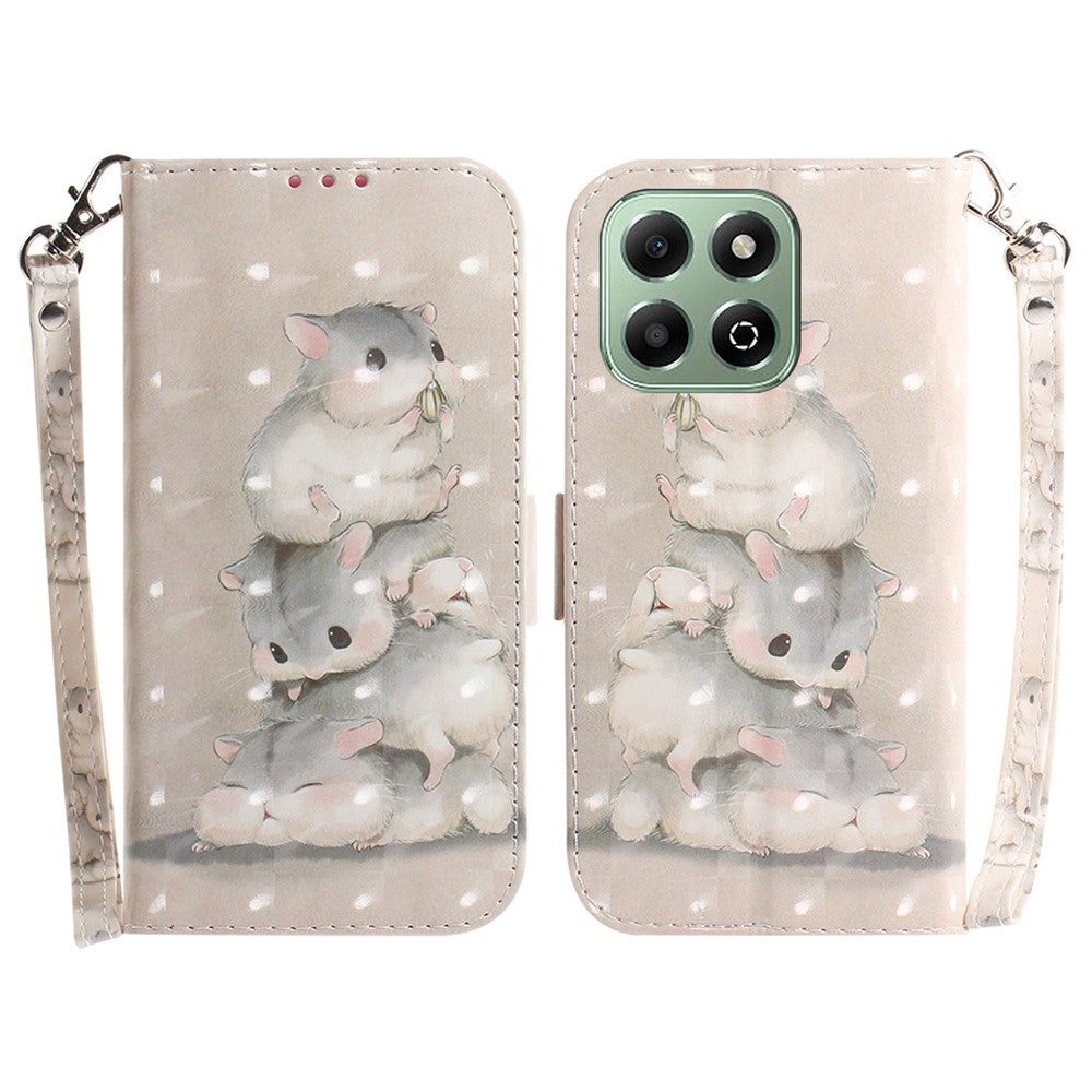 For Honor X6b 4G Stand Case Pattern Printing Leather Wallet Phone Cover