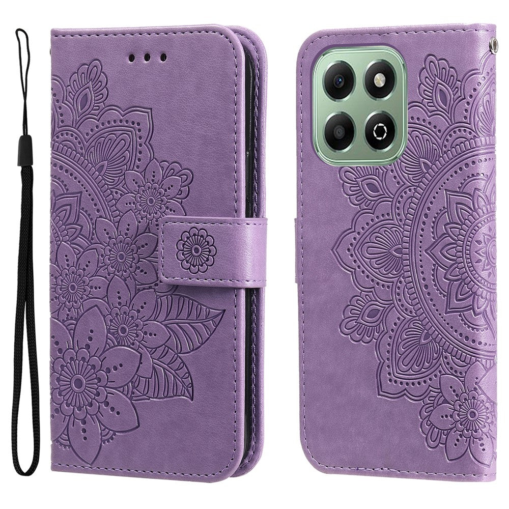 For Honor X6c 4G / X6b 4G Case Floral Pattern PU Leather Wallet Stand Phone Cover