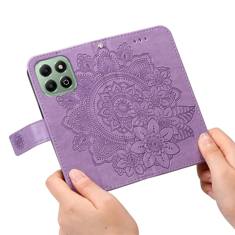 For Honor X6c 4G / X6b 4G Case Floral Pattern PU Leather Wallet Stand Phone Cover