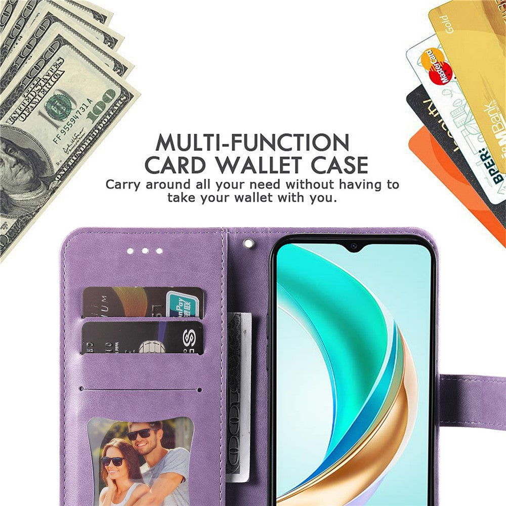For Honor X6c 4G / X6b 4G Case Floral Pattern PU Leather Wallet Stand Phone Cover
