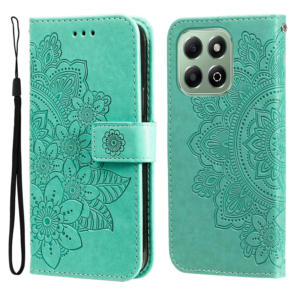 For Honor X6c 4G / X6b 4G Case Floral Pattern PU Leather Wallet Stand Phone Cover
