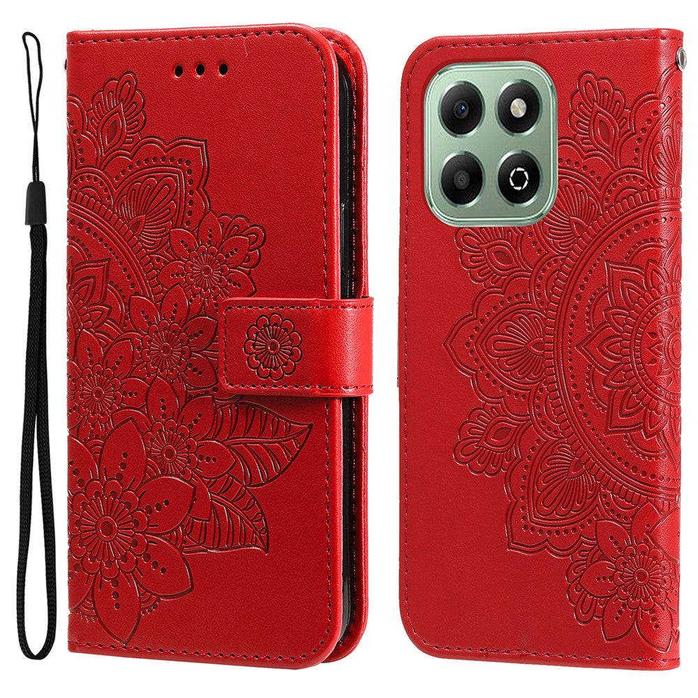 For Honor X6c 4G / X6b 4G Case Floral Pattern PU Leather Wallet Stand Phone Cover
