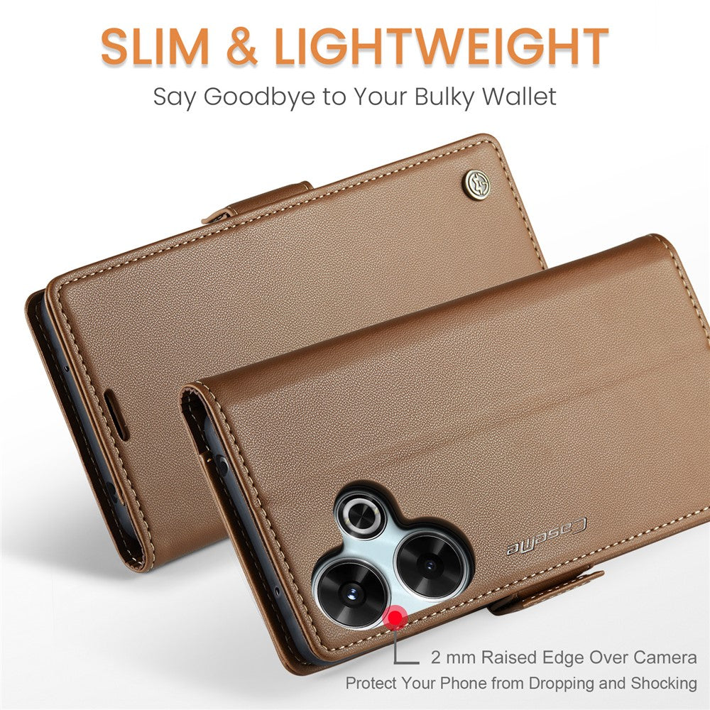 CASEME 023 Series For Xiaomi Redmi 13 5G  /  13 4G  /  Note 13R 5G Case RFID Blocking Glossy Stand Phone Cover