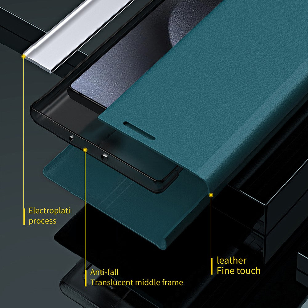 iPhone 16 Klappbare Hülle – elegant, stoßfest, mit Ständer & galvanisierter Oberfläche