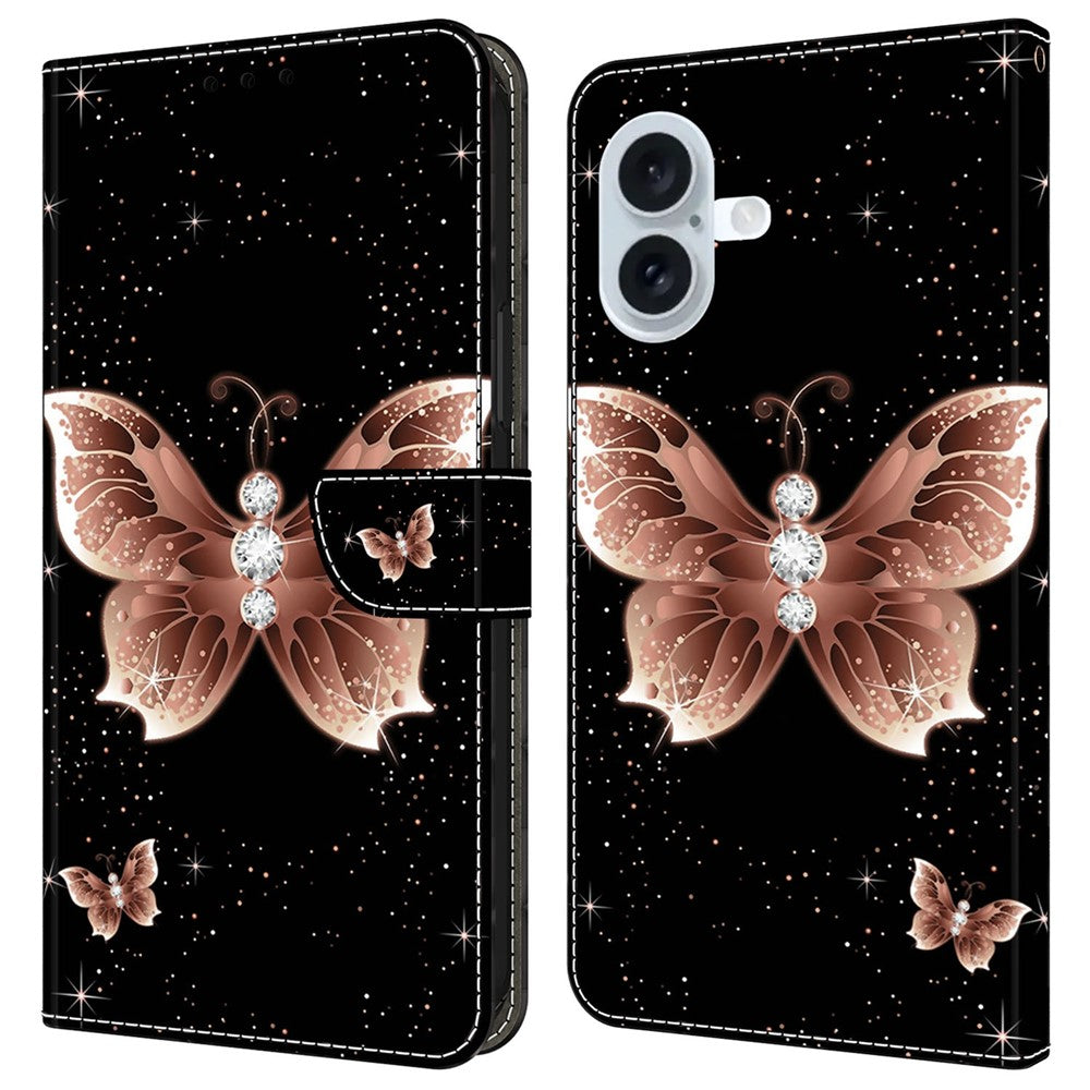 iPhone 16 Plus Wallet-Hülle – Mit 3D-Muster, Kartenfächer & Ständer