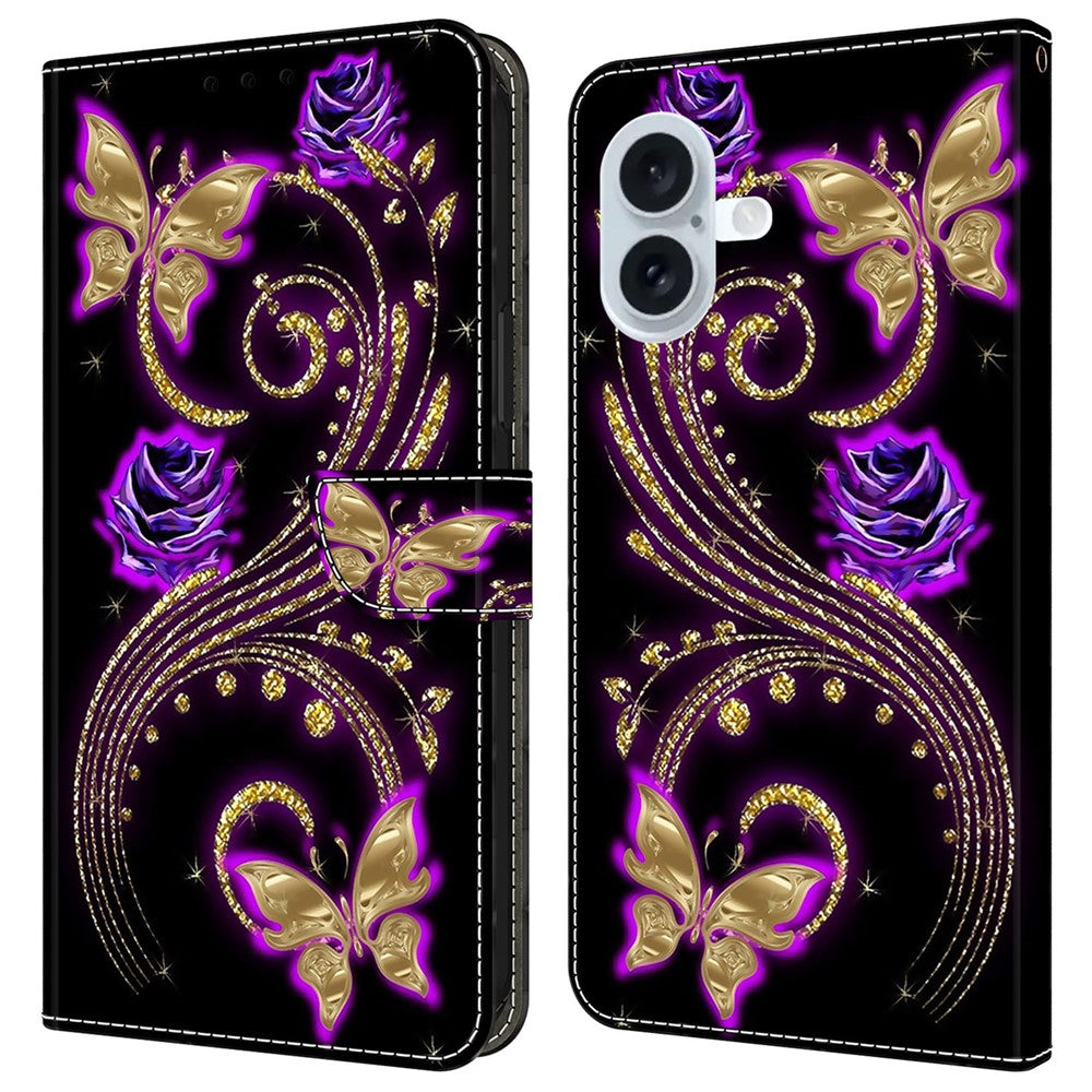 iPhone 16 Plus Wallet-Hülle – Mit 3D-Muster, Kartenfächer & Ständer