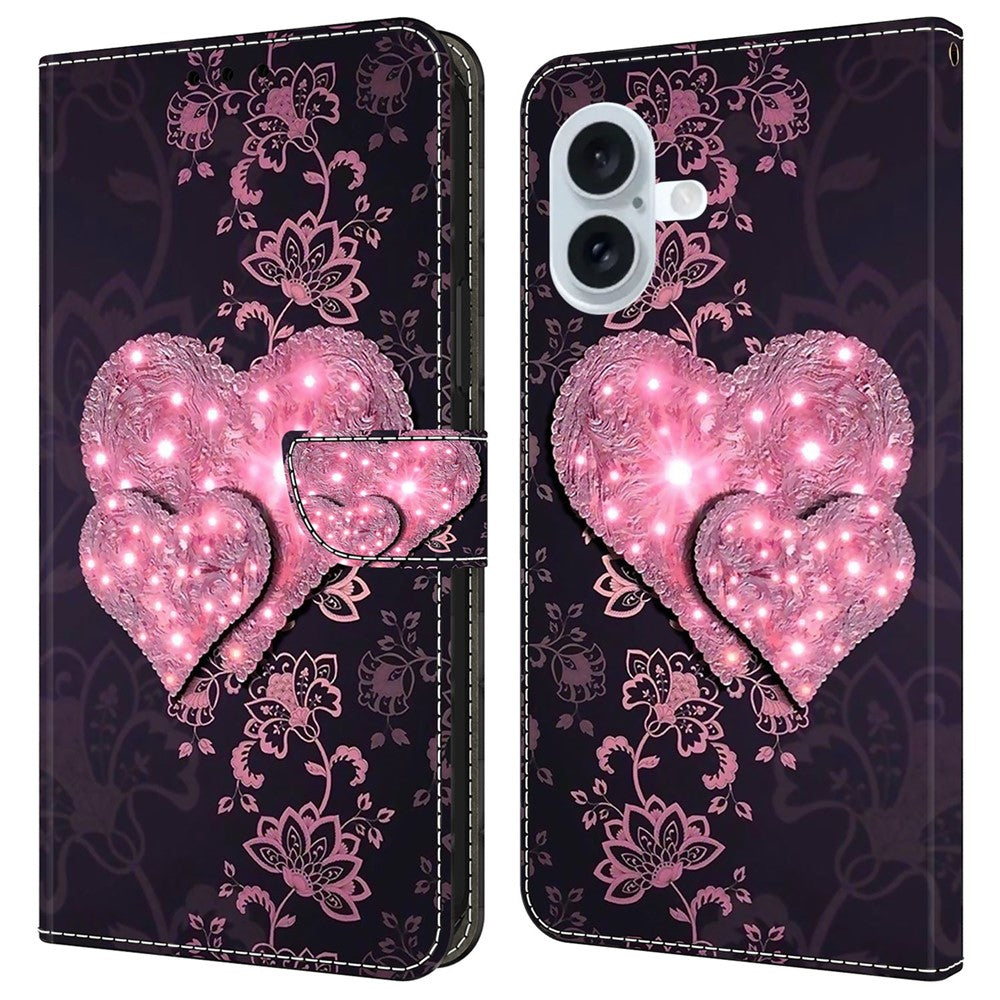 iPhone 16 Plus Wallet-Hülle – Mit 3D-Muster, Kartenfächer & Ständer