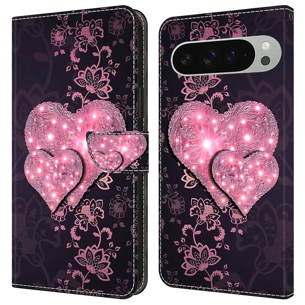 Pixel 9 / 9 Pro Wallet-Hülle – Mit 3D-Muster, Kartenfächer & Ständer