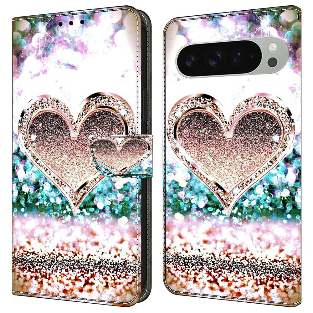 Pixel 9 / 9 Pro Wallet-Hülle – Mit 3D-Muster, Kartenfächer & Ständer