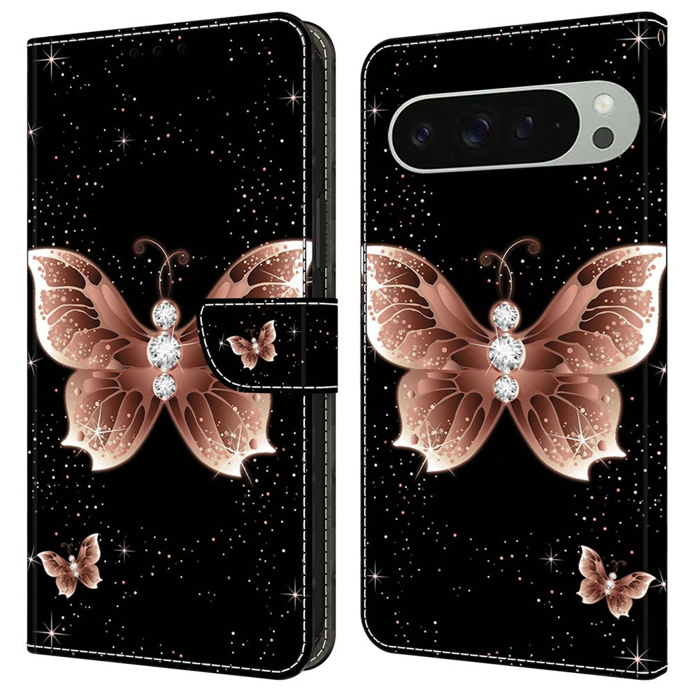 Pixel 9 / 9 Pro Wallet-Hülle – Mit 3D-Muster, Kartenfächer & Ständer